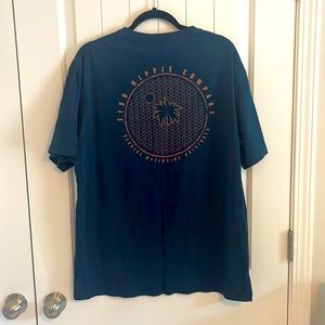Men’s size XL t-shirt, fish, hippie company, navy blue